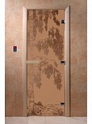 картинка Дверь "Береза бронза матовая" для бани и сауны