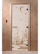 картинка Дверь  "Зима сатин" для бани и сауны