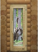 картинка Дверь "Элит Люкс Мишки" с Фотопечатью для бани и сауны