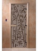 картинка Дверь  "Бамбук и бабочки черный жемчуг матовая " для бани и сауны
