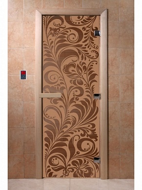 картинка Дверь  "Хохлома бронза матовая" для бани и сауны