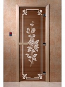 картинка Дверь  "Розы бронза" для бани и сауны