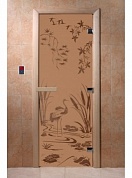 картинка Дверь  "Камышовый рай бронза матовая" для бани и сауны