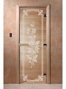 картинка Дверь  "Розы прозрачная" для бани и сауны