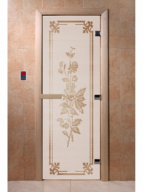 картинка Дверь  "Розы сатин" для бани и сауны