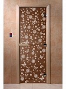 картинка Дверь  "Цветы и бабочки бронза" для бани и сауны