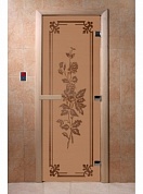 картинка Дверь  "Розы бронза матовая" для бани и сауны