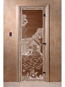 картинка Дверь  "Банька в лесу бронза" для бани и сауны