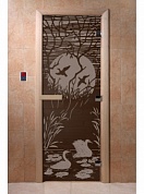 картинка Дверь  "Лебединое озеро черный жемчуг" для бани и сауны