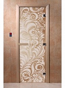 картинка Дверь  "Хохлома прзрачная" для бани и сауны