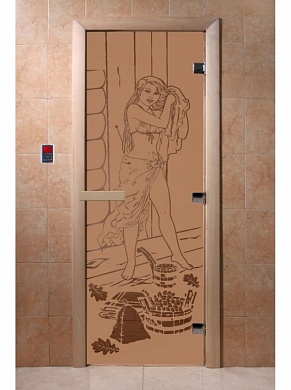 картинка Дверь  "Дженифер бронза матовая" для бани и сауны