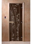 картинка Дверь "Весна цветы черный жемчуг" для бани и сауны