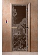 картинка Дверь  "Банька в лесу черный жемчуг" для бани и сауны