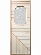 картинка Дверь с восьмиугольной стеклянной вставкой для бани и сауны