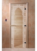 картинка Дверь  "Восточная арка прозрачная" для бани и сауны