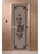 картинка Дверь  "Розы черный жемчуг матовая" для бани и сауны