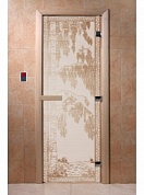 картинка Дверь "Березка сатин" для бани и сауны