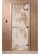 картинка Дверь "Береза сатин" для бани и сауны
