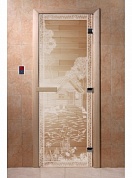 картинка Дверь  "Банька в лесу прозрачная" для бани и сауны
