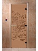 картинка Дверь  "Китай бронза матовая" для бани и сауны