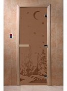 картинка Дверь  "Зима бронза матовая" для бани и сауны