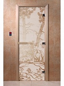 картинка Дверь "Мишки сатин" для бани и сауны