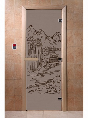 картинка Дверь  "Китай черный жемчуг матовая" для бани и сауны