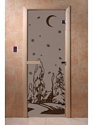 картинка Дверь  "Зима черный жемчуг матовая" для бани и сауны