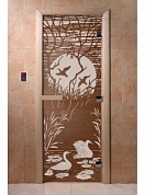 картинка Дверь  "Лебединое озеро бронза" для бани и сауны