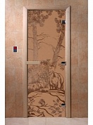 картинка Дверь "Мишки бронза матовая" для бани и сауны