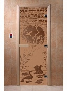 картинка Дверь  "Лебединое озеро бронза матовая" для бани и сауны