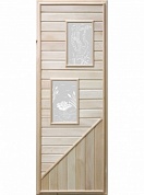картинка Дверь с двумя прямоугольными вставками с сюжетом для бани и сауны