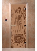 картинка Дверь  "Горячий пар бронза матовая" для бани и сауны