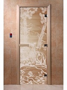 картинка Дверь "Мишки прозрачная" для бани и сауны