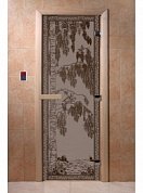 картинка Дверь "Березка черный жемчуг матовая" для бани и сауны