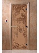 картинка Дверь "Береза бронза матовая" для бани и сауны
