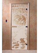 картинка Дверь  "Лебединое озеро сатин" для бани и сауны