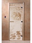 картинка Дверь  "Лебединое озеро сатин" для бани и сауны