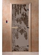 картинка Дверь "Береза черный жемчуг матовая" для бани и сауны