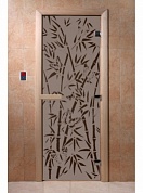 картинка Дверь  "Бамбук и бабочки черный жемчуг матовая " для бани и сауны