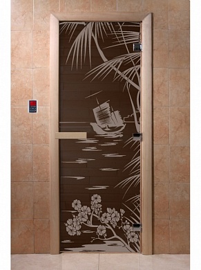 картинка Дверь  "Голубая лагуна черный жемчуг" для бани и сауны