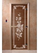 картинка Дверь  "Розы бронза" для бани и сауны