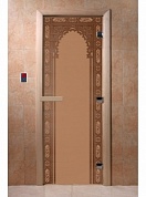 картинка Дверь  "Восточная арка бронза матовая" для бани и сауны