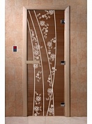 картинка Дверь "Весна цветы бронза" для бани и сауны