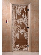 картинка Дверь "Березка бронза" для бани и сауны