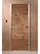 картинка Дверь  "Япония бронза матовая" для бани и сауны