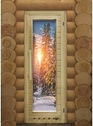 картинка Дверь "Элит Люкс Зима" с Фотопечатью для бани и сауны