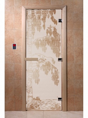 картинка Дверь "Береза сатин" для бани и сауны