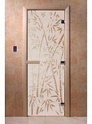картинка Дверь  "Бамбук и бабочки сатин " для бани и сауны