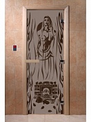 картинка Дверь  "Горячий пар черный жемчуг матовая" для бани и сауны